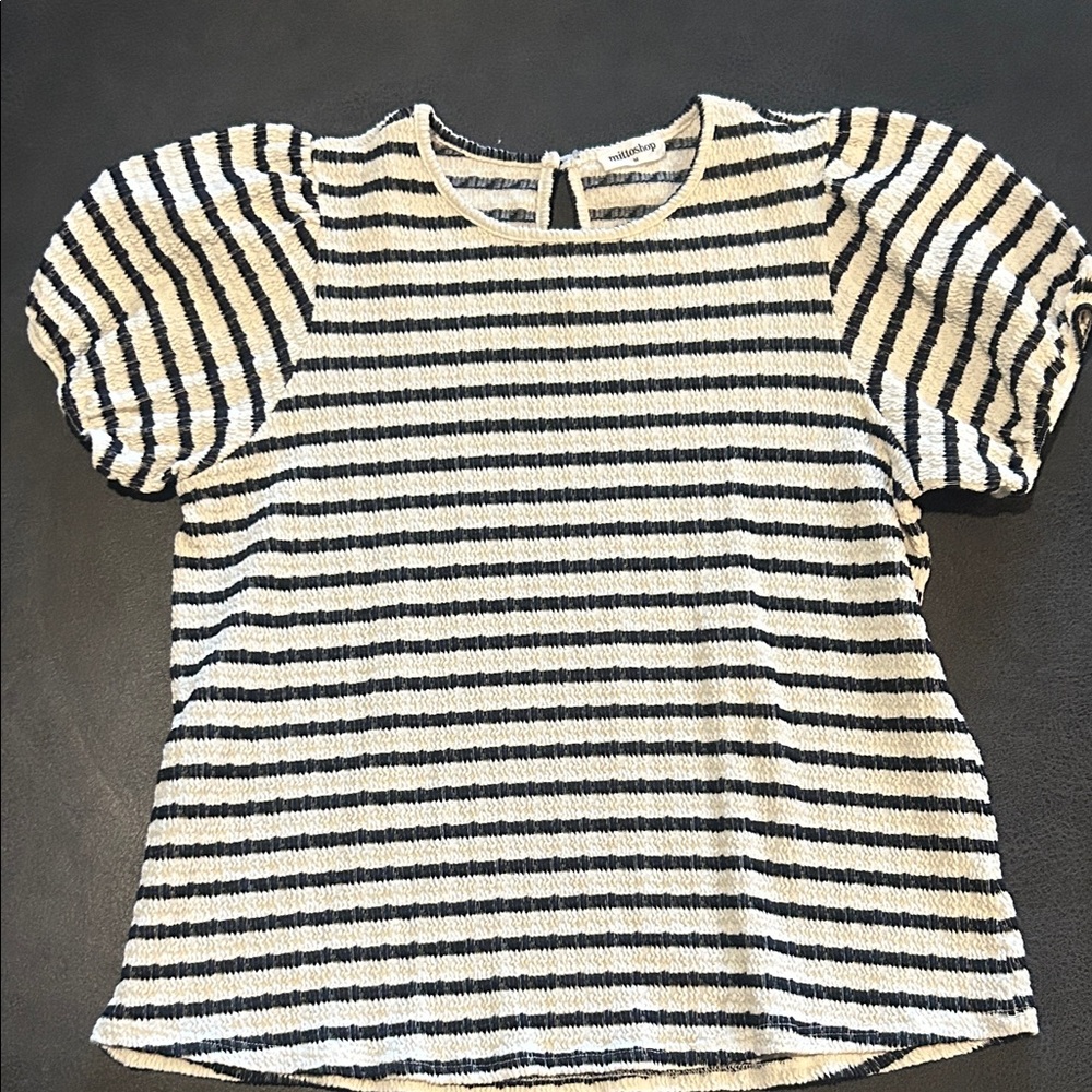 Mittoshop Black and White Striped Top